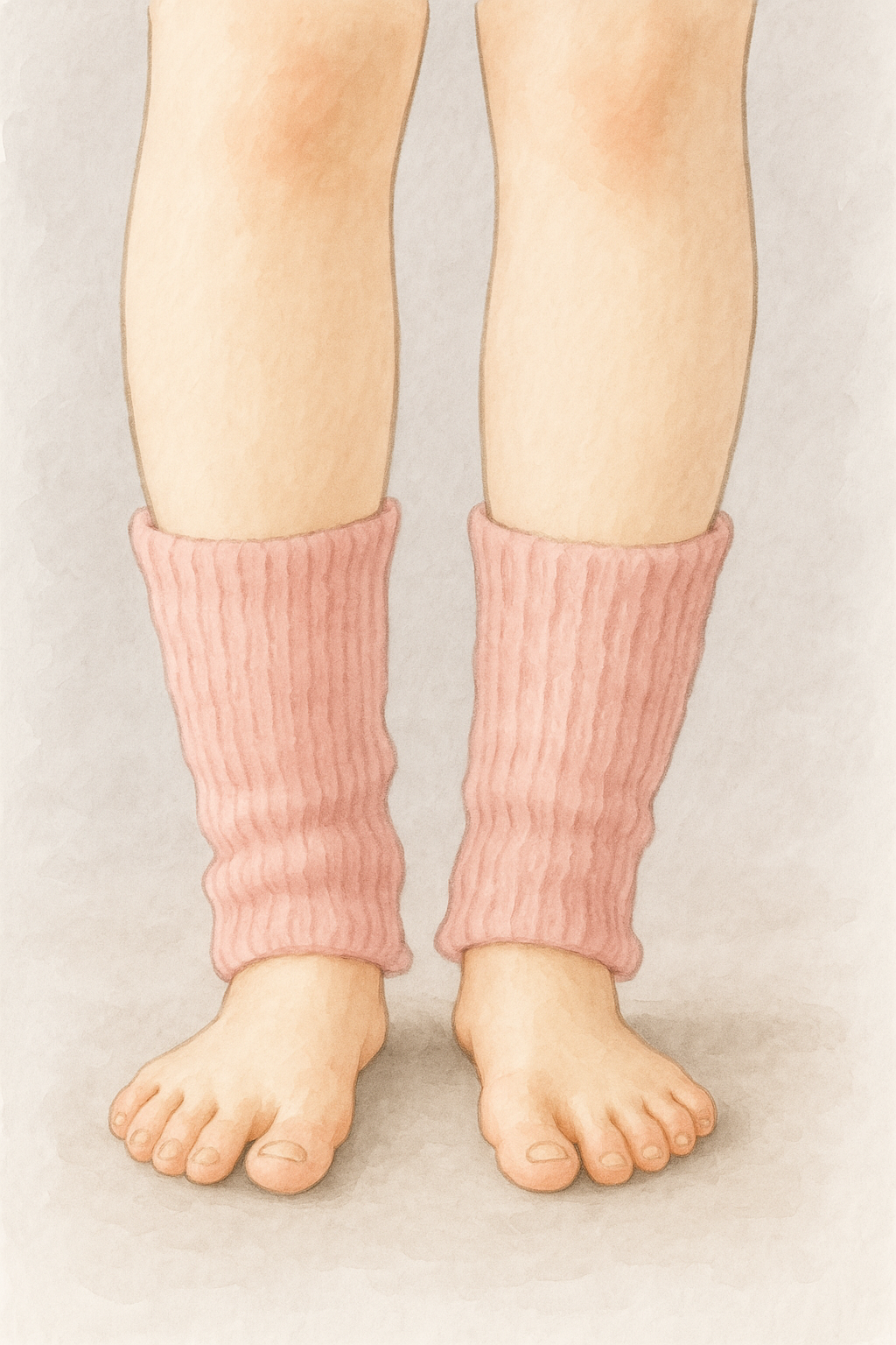 足首のレッグウォーマーを使う女性のイラスト