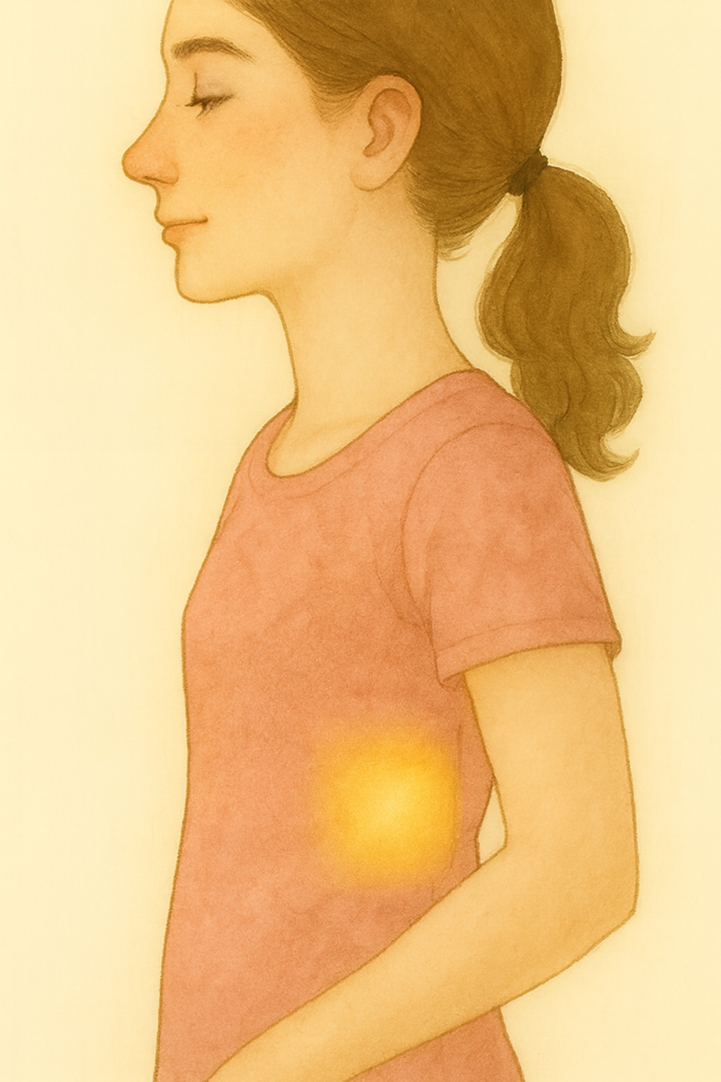 脾臓と心臓の位置を示すイラスト