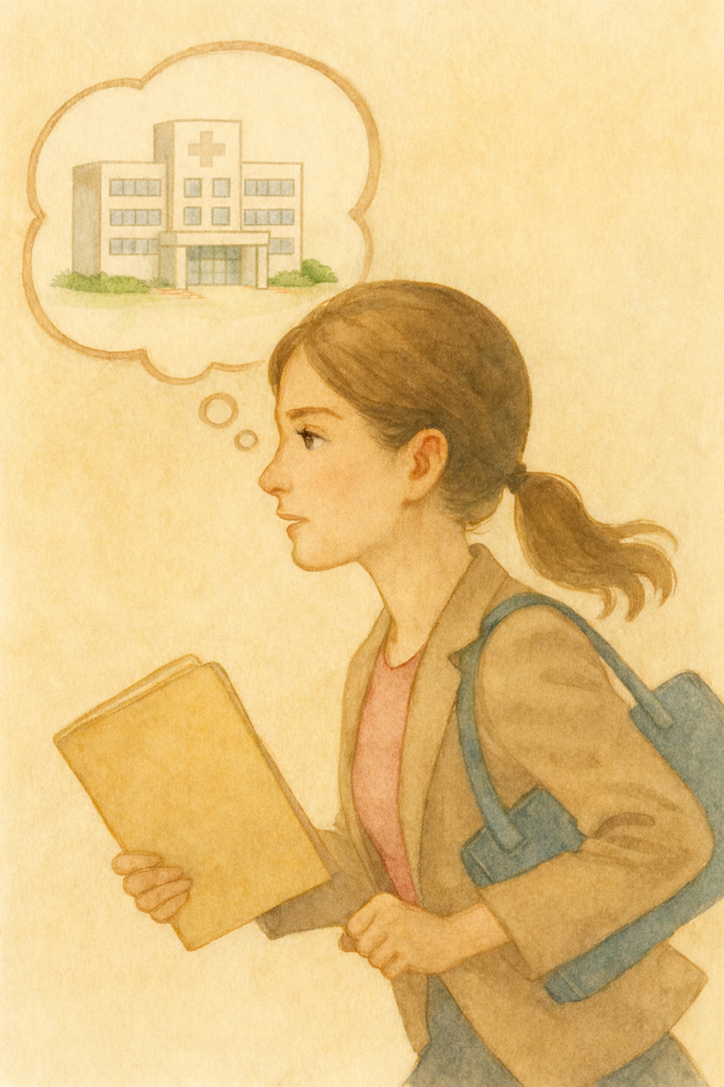 仕事と看病が重なり疲れやストレスを抱える女性のイメージイラスト