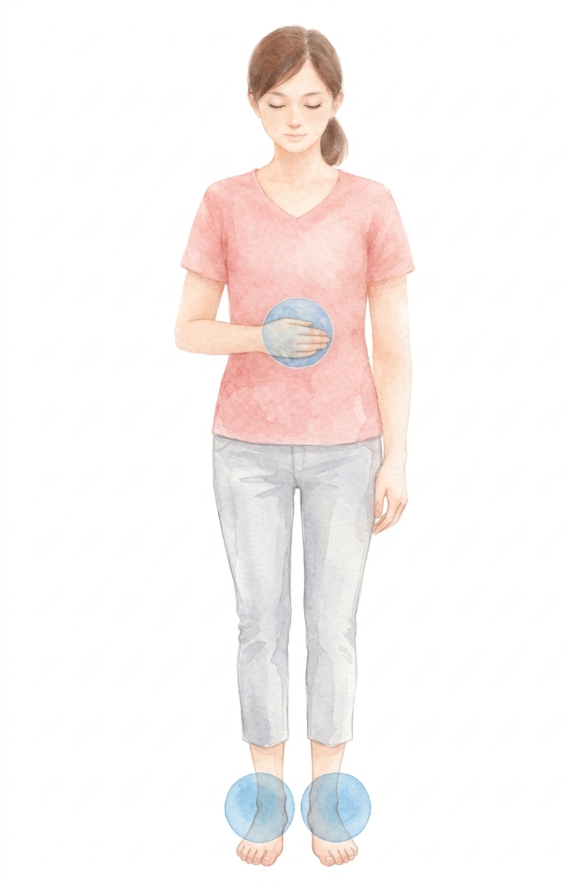 足先の冷えに悩む女性のイラスト