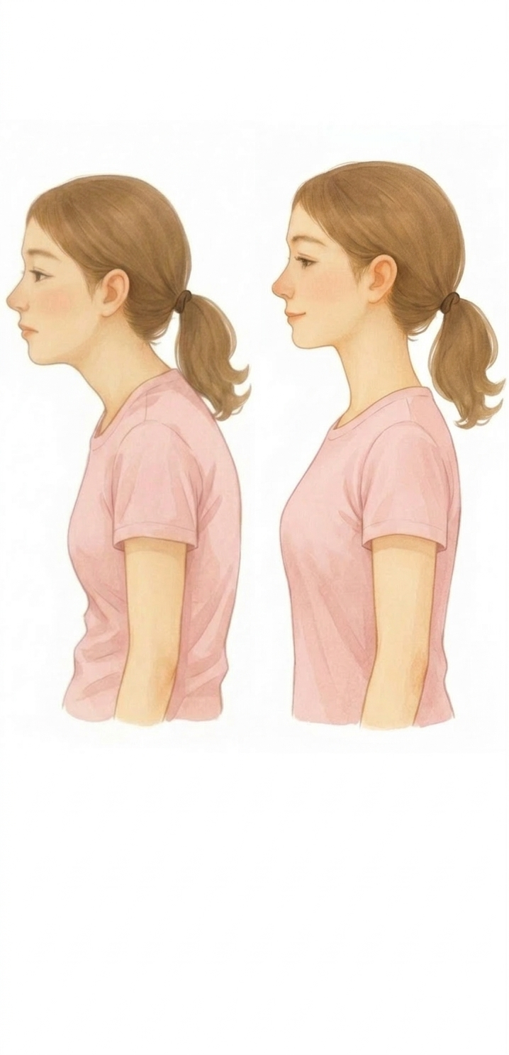 猫背と胸が開いた姿勢の違いを示したイラスト